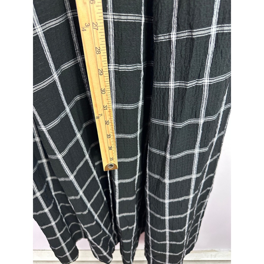 Calvin Klein Black White Windowpane Plaid Button Front Midi Shirt Dress Size 12 - Picture 6 of 7